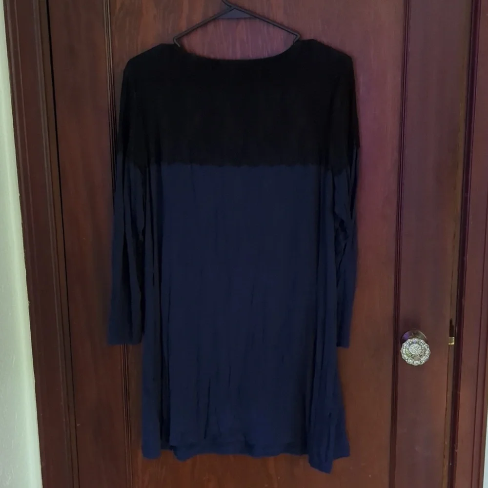 Soma Live Loungwear Luxuriously Soft Blue Black Lace 3/4 Sleeve Blouse Size XL_5
